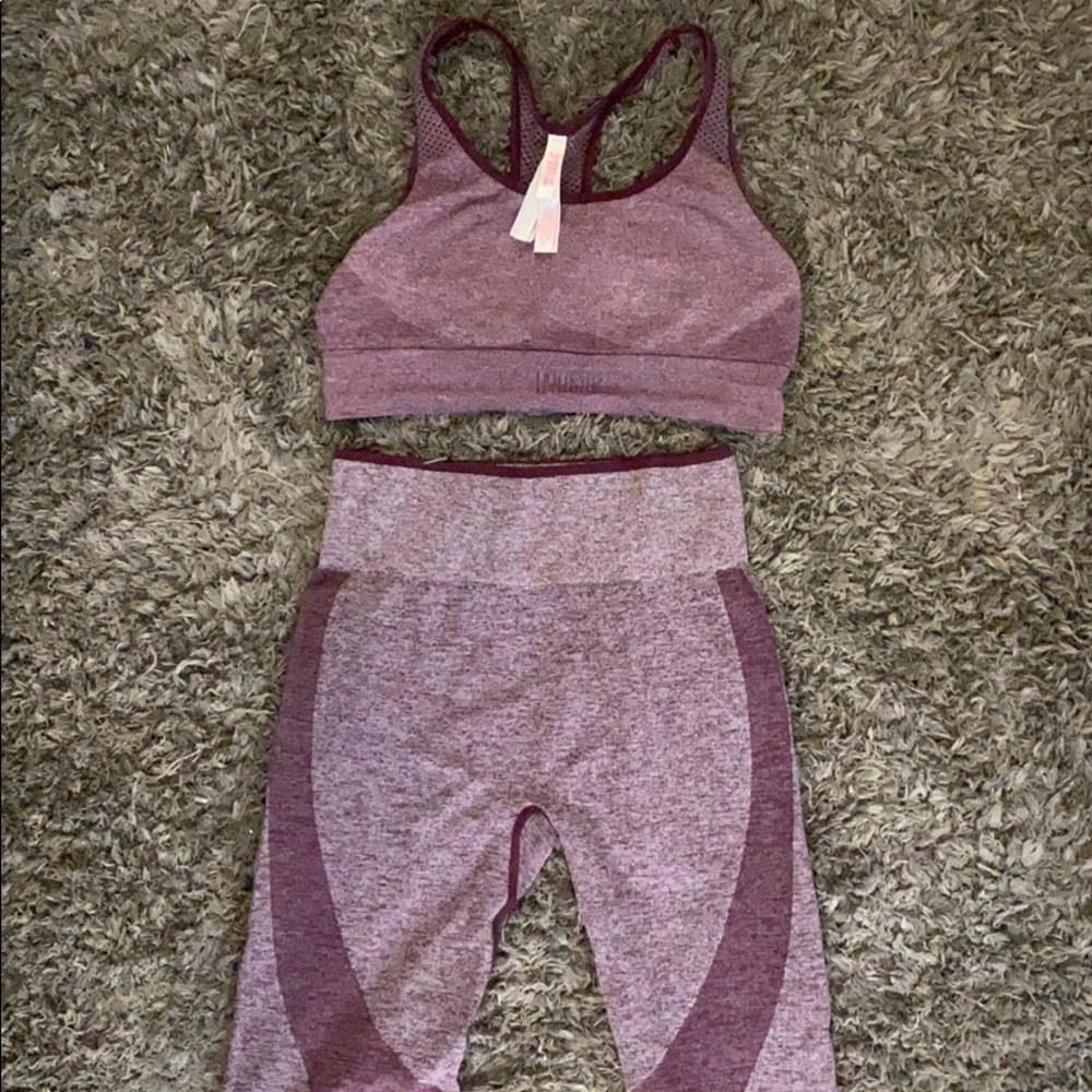 VS Pink Seamless Contour Leggings Bra Set